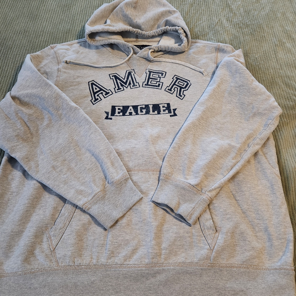 American Eagle Outfitters Light Gray Hoodie Sweater Size XXL - Picture 2 of 9